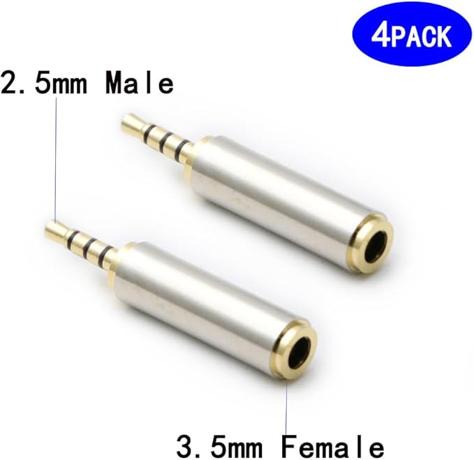 rgzhihuifz 3.5mm Female to 2.5mm Male Audio Adapter Converter Headphone 2.5mm to 3.5mm 3 Ring Jack Stereo or Mono 4 Pack