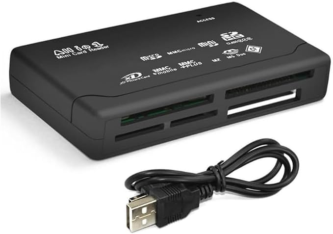 CR-A 6-Slot All-in-One USB 2.0 Card Reader-Writer - Portable Plug Play Multi Card Reader/Writer Compatible with Most OS and Memory Cards (not for Sony Memory Stick) Micro SD Cards,Includes USB Cable