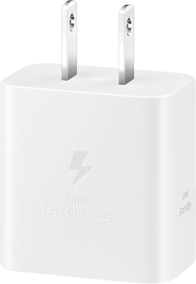 SAMSUNG 25W Wall Charger Power Adapter with Cable, Super Fast Charging, Compact Design, Compatible with Galaxy and USB Type C Devices, White