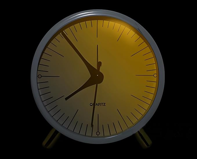 SHISEDECO Alarm Clock with Backlight, 4.5 inches Bedside Analog Non-Ticking Silent Small Deskclock with Arabic Numerals, Battery Operated Round Tableclock for Living Room, Bedroom (White-S)