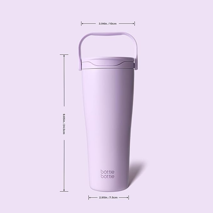 BOTTLE BOTTLE Insulated Tumbler with Handle & Straw Lid, 30oz Stainless Steel Leak-Proof Water Bottle for Hot & Cold Drinks, Add Ice Without Unscrewing, BPA-Free for Travel, Sports, Office(Purple)