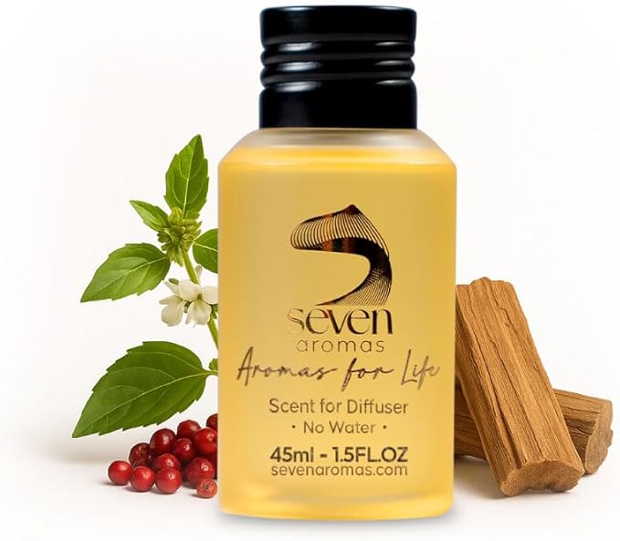 SevenAromas Hotel Scent Diffuser Oil, Luxury Hotel-Inspired Essential Oil for Aromatherapy & HVAC Diffusers – Premium Dropper Bottle - 45 ml 1.52 FL oz (Santal Blanc)
