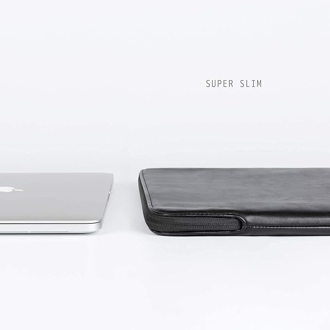 Comfyable Slim Laptop Sleeve Compatible with 13 Inch MacBook Air 13 in M4 M3 M2 M1, 13" MacBook Pro, PU Leather Bag Water-Resistant Cover Case, Black
