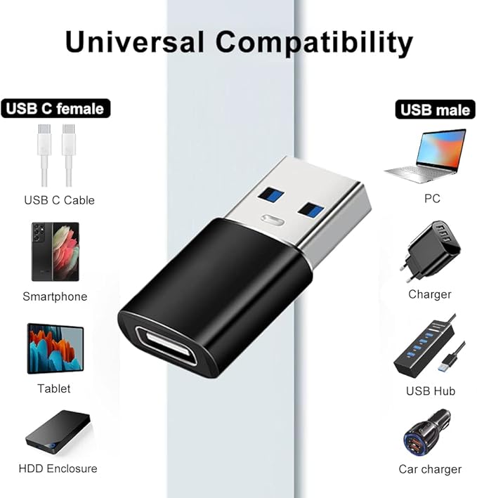 USB C Adapters 4 Pack, USB C to USB 3.0 OTG Adapter, Micro USB to USB C Adapter Compatible with MacBook Pro, Samsung Galaxy, Smartphones, Laptop, PC, in Car and More
