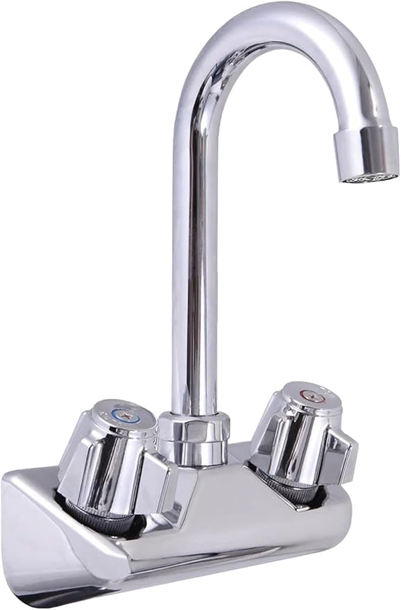 Express KitchQuip Commercial Hand Wash Sink – 15" x 17" Wall Mounted Stainless Steel Basin with Gooseneck Faucet | NSF Certified
