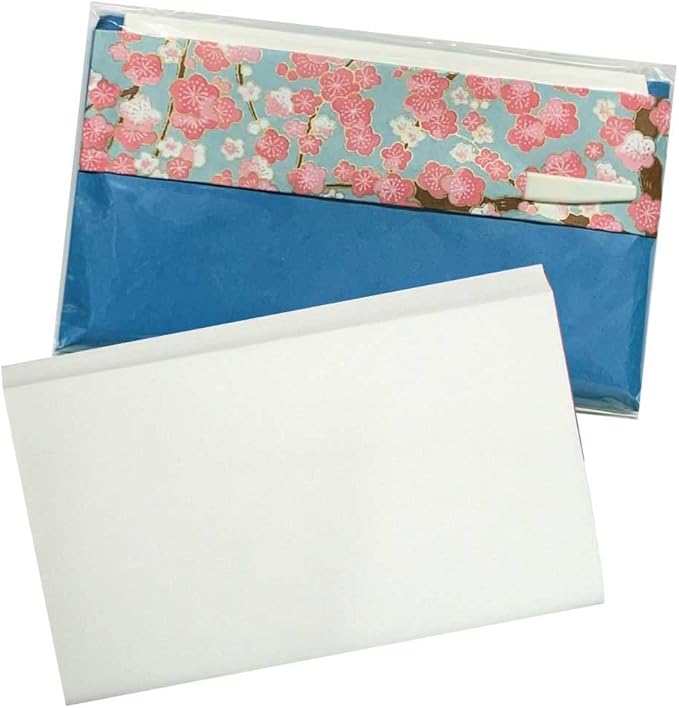 Mino Washi Japanese Toraditional Kaishi Paper 30 Sheets of Plain kaishi Paper in Japanese Colorful Yuzen Paper Poach with Sweet Pick [Blue], 5.7 x 6.9 inches(145 x 175 mm)