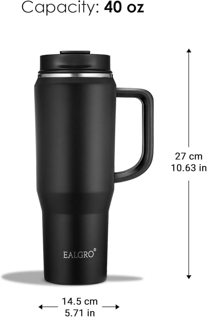 40 oz Tumbler with Handle, Insulated Tumblers with Lid and Straw, Large Metal Sports Water Bottle Jug, Thermal Stainless Steel Travel Coffee Mug Cup, Raspberry