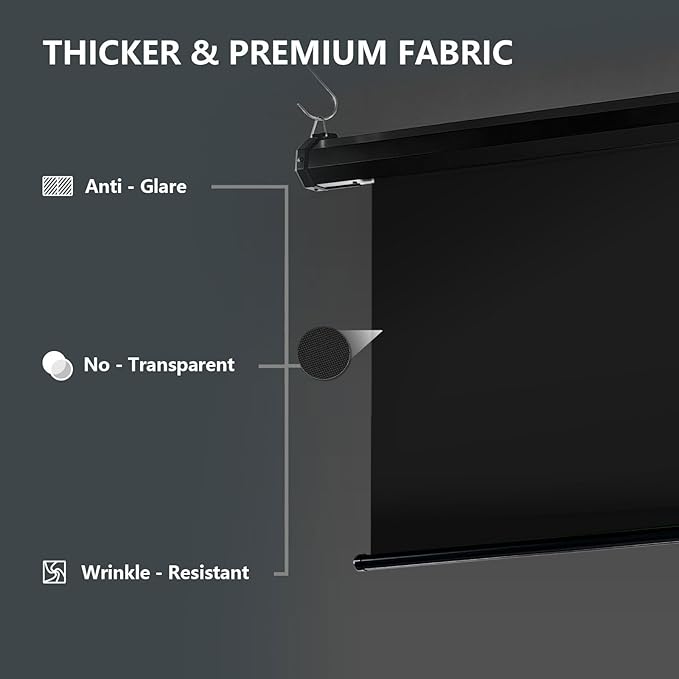 RAUBAY Motorized Pull Down Black Screen Backdrop - 59.8" x 86.6" Collapsible Wall-Mount Background for Professional Video Production, Photography Studio, Video Conferencing and YouTube, TikTok Creator