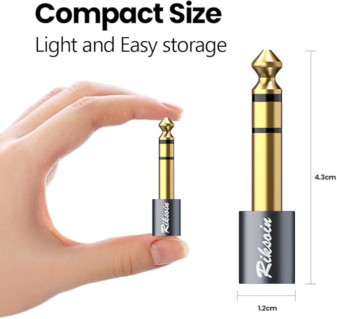 RIKSOIN Headphone Adapter, 4-Pack 6.35mm (1/4 Inch) Male to 3.5mm (1/8 Inch) Female Stereo Audio Adapter [Gold Plated, Hi-Fi Sound] for Amp Adapter, Guitar, Digital Piano, Microphones, Speaker