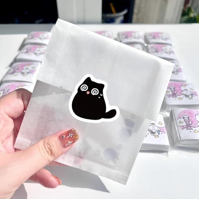 500 Pcs Black Cat Stickers Roll, 10 Styles Cute Cartoon Kitten Sticker, Waterproof Vinyl Cat Party Favors for Journals, Laptops, Scrapbooking Bulk Stickers for School & Birthday Goodie Bags