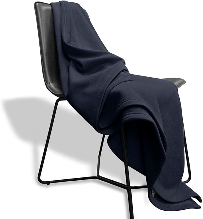 MV Sport Lightweight Sweatshirt Blanket Throw – Warm & Cozy, Breathable Oversized Fleece Knit, Couch, Bed, Travel, Cold Nights, and Outdoors – Soft Light Weight Blanket 54" x 84" Navy Heather