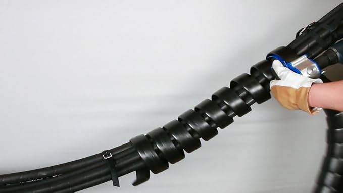 Caplugs SPPC Series – Safeplast Safe-Spiral Pre-Cut Spiral Wrap, Hose & Cable Protector, Black HD-PE, 0.50" OD x 25' Pre-Cut Length, Hydraulic & Pneumatic Hoses (12PC25bk)