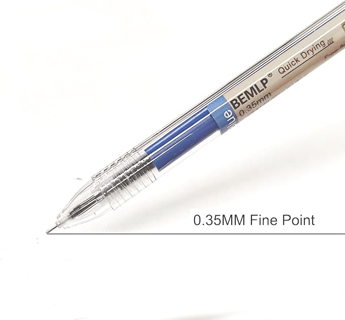 BEMLP Gel Ink Pen Extra fine point 0.35mm Blue Liquid Rollerball Pens Quick Drying Gel Pens School Office student Exam Writing Stationery Supply 12 Pcs/Set (Blue)