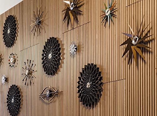 SHISEDECO Wooden Ball Clock in White, Painted Solid Wood Non Ticking Decorative Mid Century Modern Silent Wall Clocks Retro Design for Home, Kitchen, Living Room, Office etc.