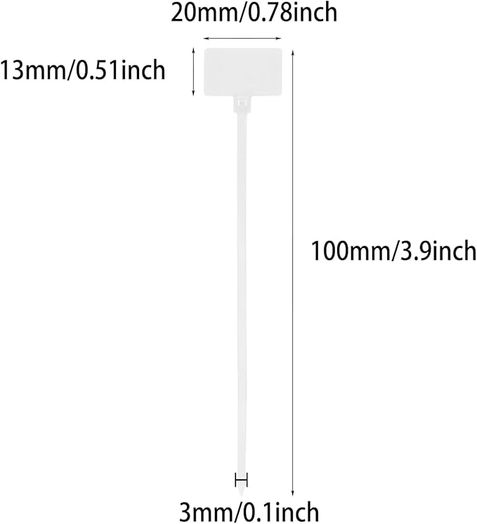 Mini Skater Nylon Cable Zip Ties Tags 4" Tiny Self-Locking Write-On Identify Cord Tabs Cable Label Marker Ties for Office Home Identification and Organization, 50 Pack (White)
