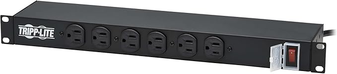 Tripp Lite 12-Outlet Rackmount PDU Power Strip, Network-Grade Front & Rear Facing Outlets, 15A, 120V, 15ft Cord with 5-15P Plug, Horizontal 1U Rack Mount, Lifetime Manufacturer's Warranty (RS-1215)