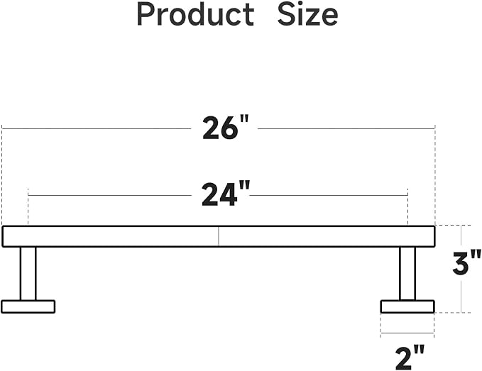 USHOWER Brushed Nickel Towel Bar, 24-Inch Towel Rack for Bathroom Wall Mounted, Thicken SUS304 Stainless Steel Towel Rod Modern Home Decor (Total Length 26-Inch)