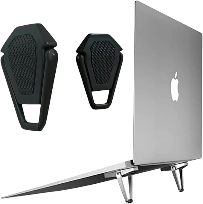 MIYKUISH Portable Invisible Laptop Stand - 2PCS Zinc Alloy Laptop Mini Stand Heat Dissipation Pad, Laptop Lifter for 12-20 Inch Laptops (Black)