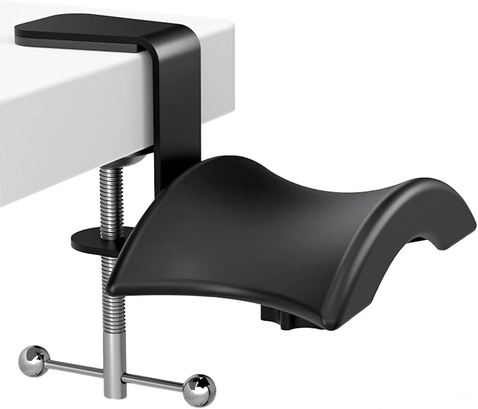 Singzhu Heavy-Duty Metal Headphone Stand Hanger for Large Gaming Headsets - Saddle-Shaped Holder & Desk Clamp (Fits 2in Thick Surfaces) - Durable Steel, Space-Saving Design