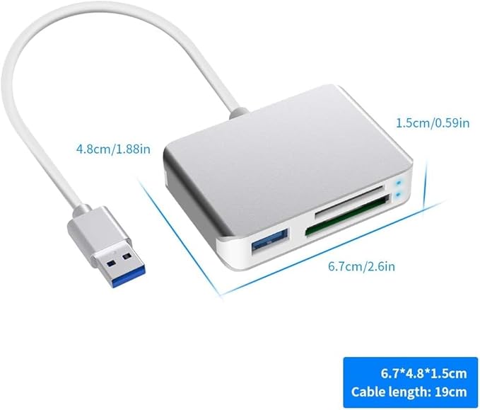 XQD/SD/Micro SD Card Reader, Memory Multi-Card Reader/Writer/Adapter with 2 USB3.0 Port, Support Sony G/M Series Lexar 2933x/1400x USB Mark XQD Card, SD/SDHC/TF Card for Windows/Linux/Mac OS/Vista