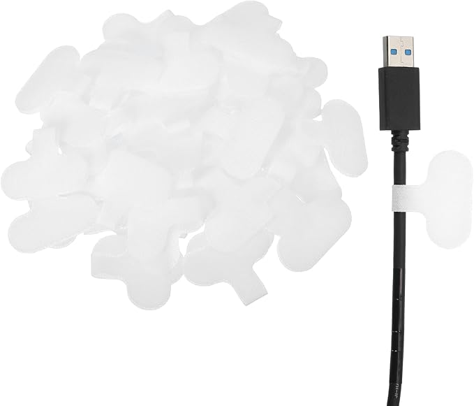 uxcell Cable Labels, 40Pcs Waterproof Cable Tag Writable Wire Labels Self-Adhesive Wire Tags Reusable Hook & Loop for Electronics Computer Cord Management Identification, White
