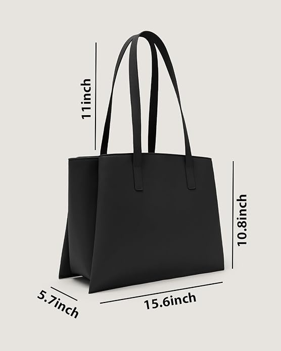 Work Tote Bags for Women 14 Inch - Work Bag Laptop Bag with Zip Compartments - Large PU Leather Office Computer Briefcase