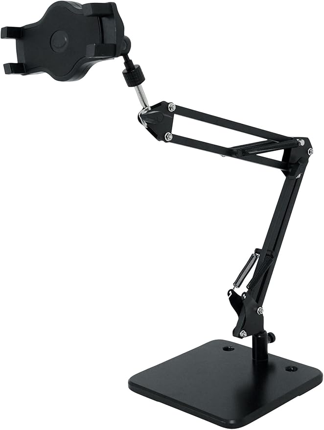 Rockville iSTAND 75 Desktop Boom Arm Stand, Mic/Phone/Tablet/Webcam Holder, Weighted Steel Base, 360-Degree Swivel, Anti-Scratch Grip, for Podcasting and Streaming