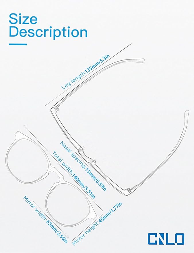 CNLO Blue Light Blocking Glasses,Computer Glasses,Anti Eyestrain, Lightweight Frame Eyeglasses,Men/Women… (Crystal)