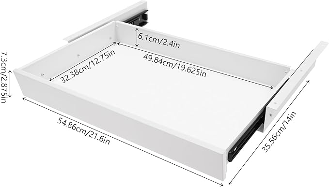 DouSeiAi Under Desk Drawer Slide Out For Office Desk, Storage Organizer For Sit Stand Workstation, 22” x 14” x 3”, White