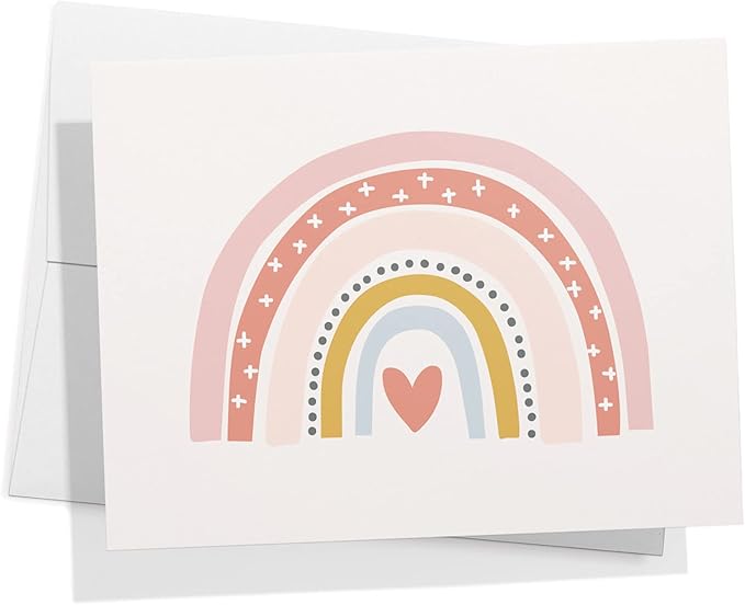 Twigs Paper - 12 Vibrant Rainbow Blank Greeting Cards with Envelopes - 4 Different Design Cute Stationery Set for All Occasions - Assorted Rainbow Bulk Set - Made in USA (5.5 x 4.25, Set of 12)
