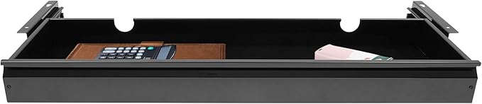 33" Under Desk Drawer Slide Out For Office Desk, Storage Organizer For Sit Stand Workstation, Black