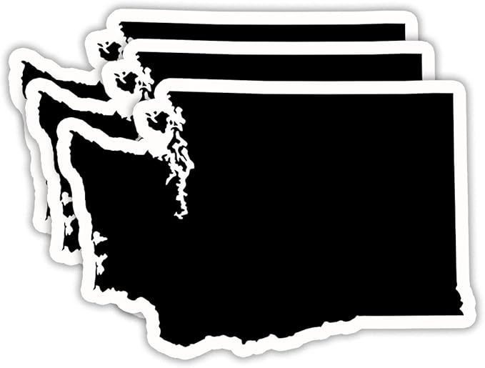 (3PCS) Washington State Map Stickers, US State Stickers - Waterproof Vinyl Decals for Tumblers, Water Bottles, Laptops, Books, Scrapbooks, Great for Washington Lovers 3 x 2 Inch