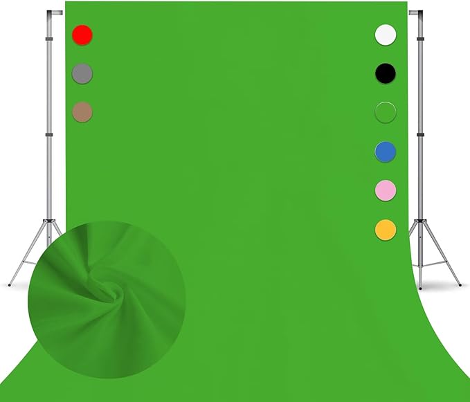10x7 FT Polyester Photo Backdrop for Photoshoot Green Screen Backdrop Curtain,Product Photo Backdrop for Photoshoot,Photography Background for Streaming Video Studio Pure Seamless