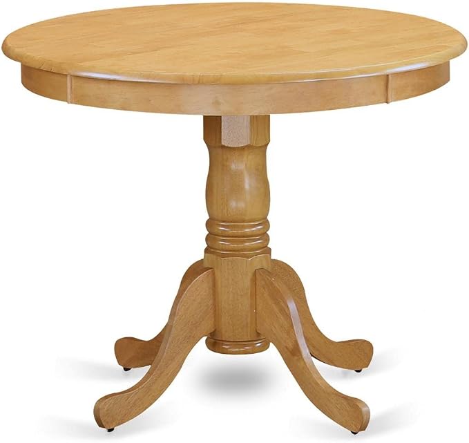 East West Furniture ANT-OBK-TP Antique Modern Dining Table - a Round Kitchen Table Top with Pedestal Base, 36x36 Inch, Oak & Black
