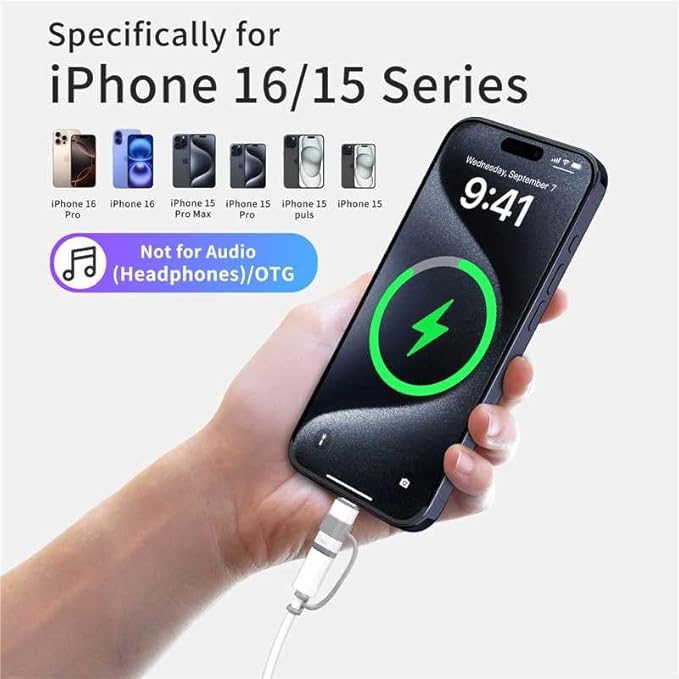 4 Pack Lightning to USB C Adapter for iPhone 15/16/17 Pro/17 Pro Max,for iPhone 17/16 Charger,17/16 Accessories,Fast Charging & Data Transfer