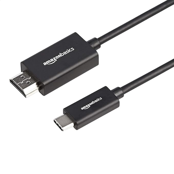 Amazon Basics Premium Aluminum USB-C to HDMI Cable Adapter, Thunderbolt 3 Compatible, 4K@60Hz, DisplayPort Alt Mode, 3-Foot, Black