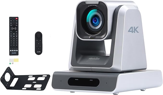 zowietek 4K PTZ Camera, USB/HDMI/LAN Outputs, Wide Angle, 12X Optical Zoom, Ergo-Ease Remote Control, TOF Auto Focus for Video Conference, Meeting, Church, Streaming, Event, Teaching