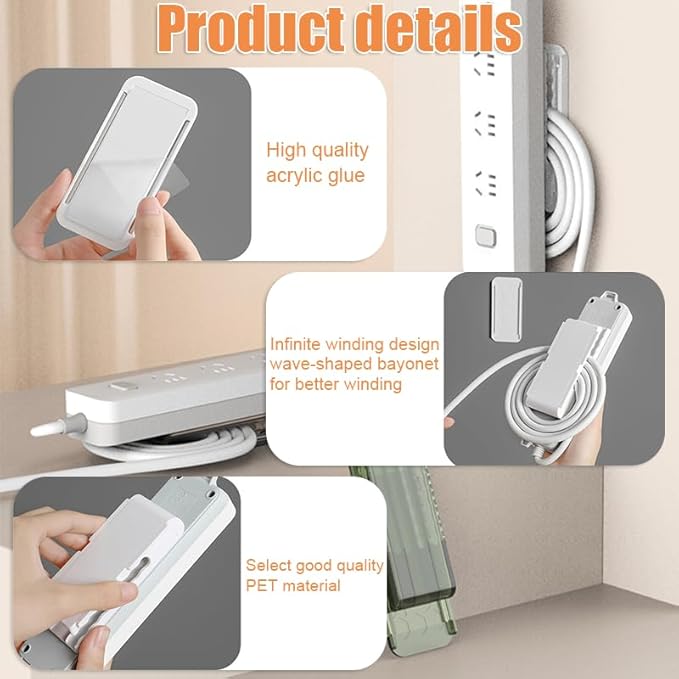 2 PCS Power Strip Holder Wall Mount, No-Drill Self Adhesive Socket Fixator & Cable Organizer, 2-in-1 Punch-Free Stand for Surge Protector, WiFi Router & Remote