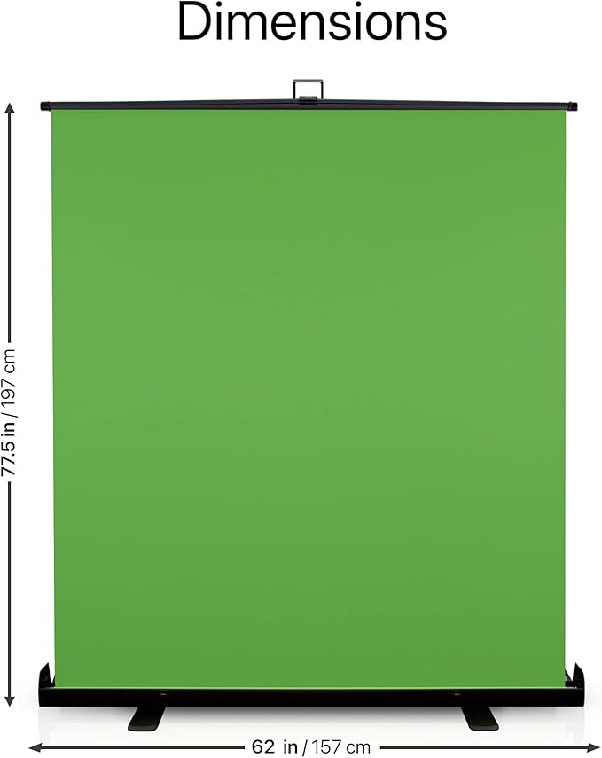 【Wider Style】 KHOMO Gear Green Screen 84 x 84 inch – Extra Large Pull Down Backdrop – Portable Collapsible Roll Down Projector Screen – Green Screen for Video, Streaming, and Photography