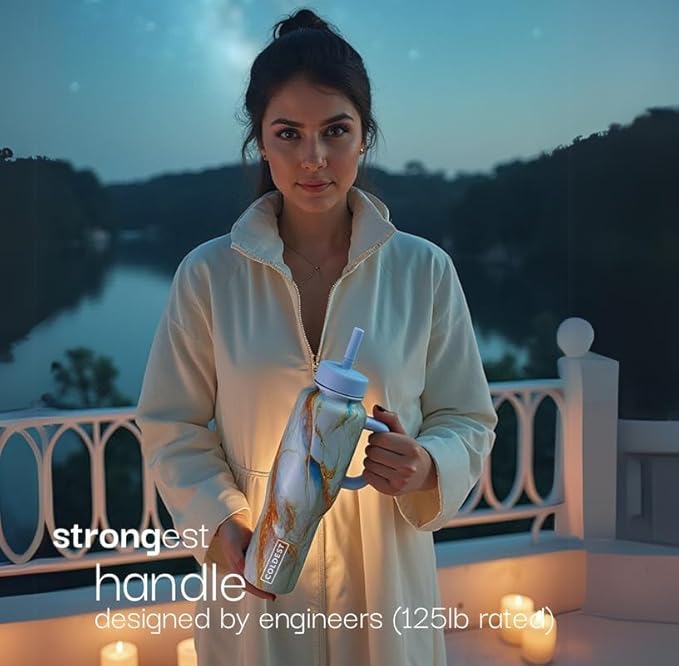 Coldest Tumbler with Handle and Straw, 100% Leak Proof Insulated Tumbler with Lid and Straw (3 Lids), Stainless Steel Tumblers for Women & Men, Cup Holder Friendly Base, 36 oz (Pumkin Paws)
