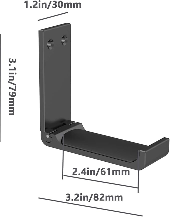 Yocice Headphone Stand Hanger,Headset Holder Mount,Aluminum Hook with Strong Adhesive Tape for Headphones (H03-Black-1PCS)