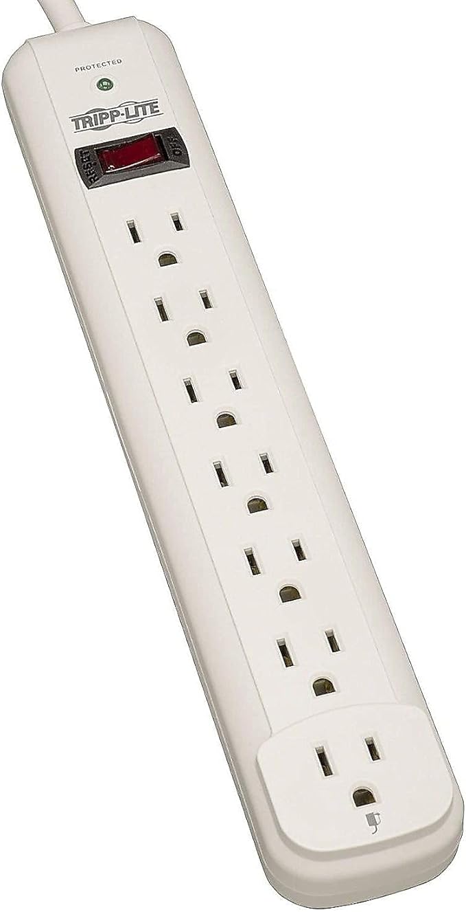 Tripp Lite Protect It! Surge Protector, 7 AC Outlets, 25 ft Cord, 1,080 J, Light Gray