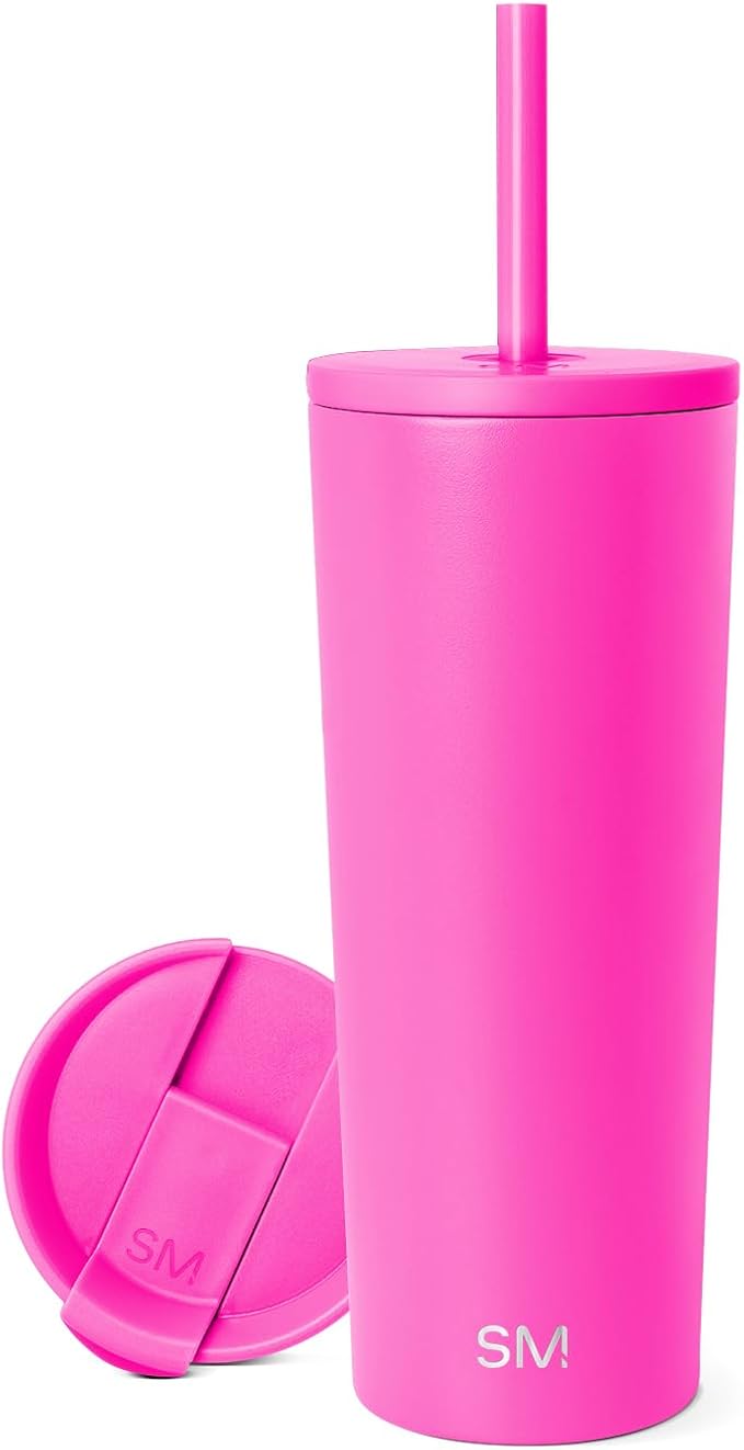 Simple Modern Insulated Tumbler with Lid and Straw | Iced Coffee Cup Reusable Stainless Steel Water Bottle Travel Mug | Gifts for Women Men Her Him | Classic Collection | 24oz | Raspberry Vibes