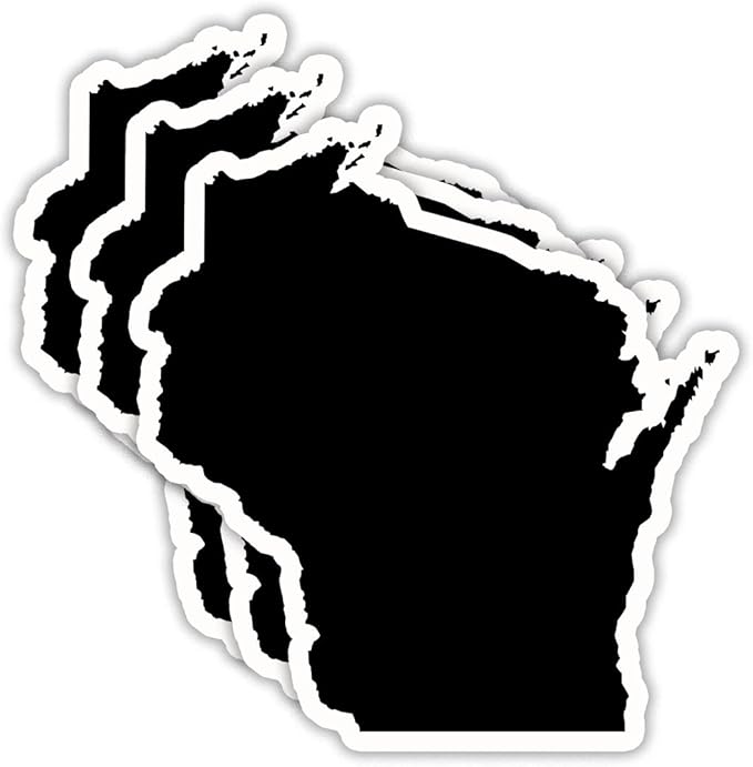 (3PCS) Wisconsin State Map Stickers, US State Stickers - Waterproof Vinyl Decals for Tumblers, Water Bottles, Laptops, Books, Scrapbooks, Great for Wisconsin Lovers 3 x 2.7 Inch