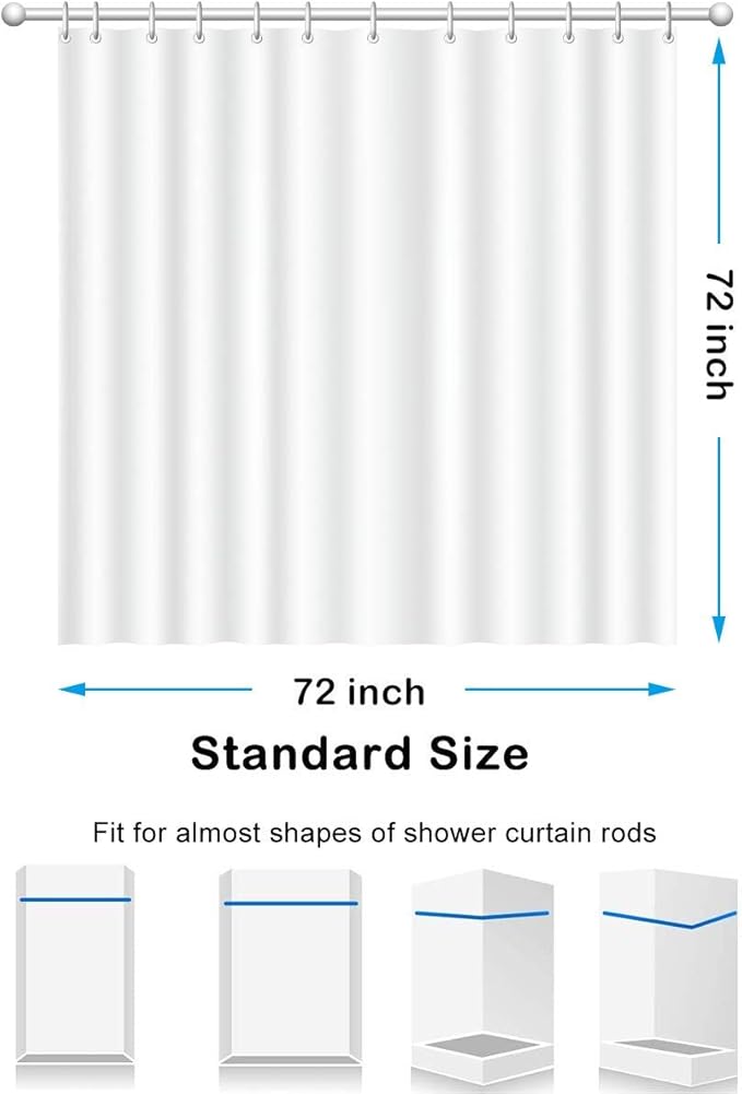 Black and White Geometric Shower Curtain - Mid-Century Modern Abstract Art, Waterproof Polyester Fabric, 72x72 Inches, with 12 Hooks