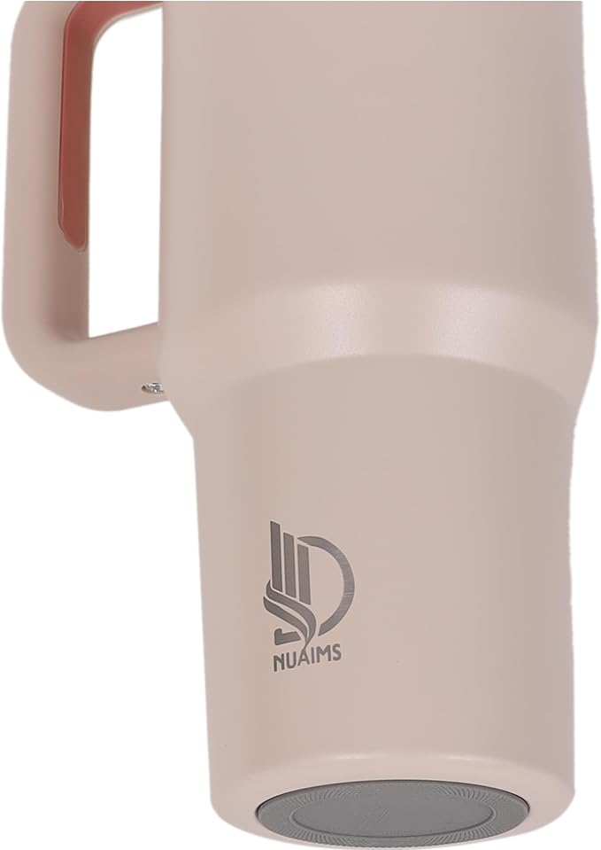 40oz Insulated Tumbler with Handle, Leakproof Straw Lid & Carry Handle - Double Wall Vacuum Insulation Keeps Ice 24 Hours, BPA Free Stainless Steel Water Bottle (Seashell)