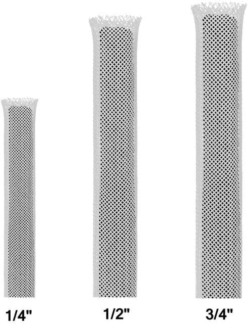 50ft Braided Wire Loom Sleeving Kit,Cable Management Sleeve,Wire Protector Tubing,Cord Organizer Used at Home or Office, to Protect Cables in Automotive, Military, Marine(White,1/4inch)