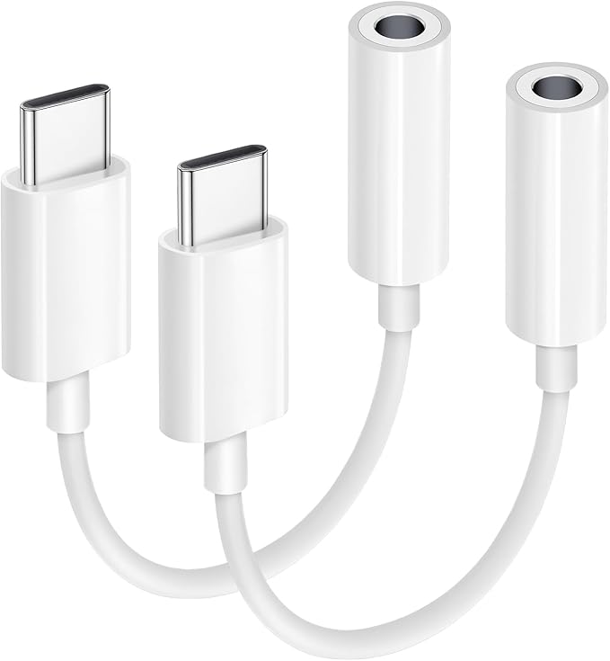 USB-C to 3.5mm Audio Headphone Adapter, 2-Pack Type C to Jack Dongle Adapter Cable Cord Compatible with Apple iPhone 17/16/15/Pro/Max/Plus, iPad, MacBook, Samsung Galaxy S24/S23/S22/ Ultra, Pixel