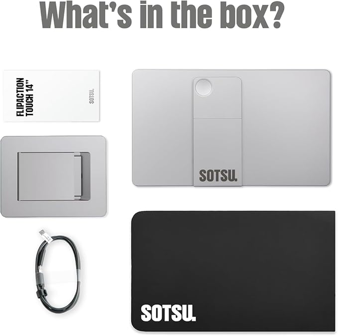 SOTSU FlipAction Touch 14" Premium Portable Monitor SFA14TCMG | FHD IPS Pivoting Dual Laptop Screen | Touchscreen for Cellphone, Gaming, and Travel | PC, Chrome, Android, DeX Compatible