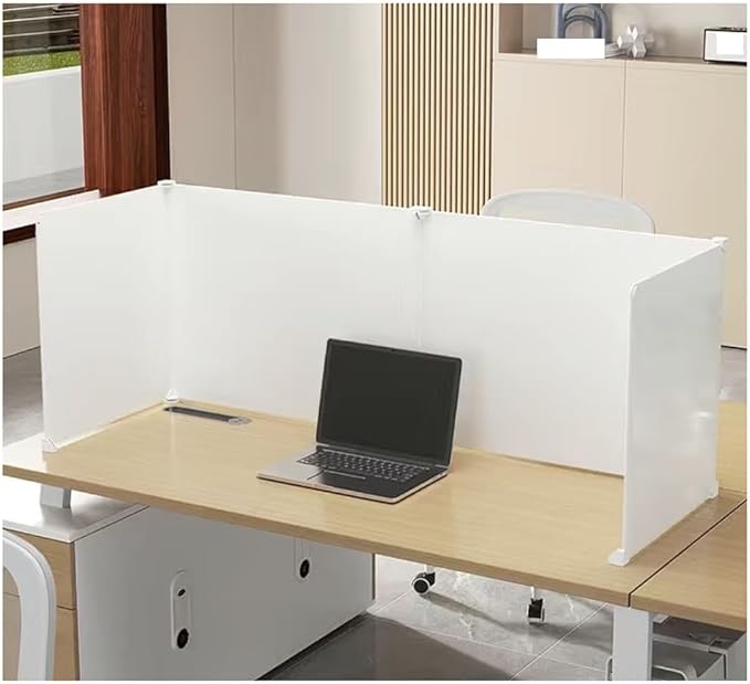 Desk Privacy Divider, Study Partition, Office Privacy Panel, Soundproof Protect Privacy, Foldable Easy to Store, Hard Material White(90CMx45CMx40CM)